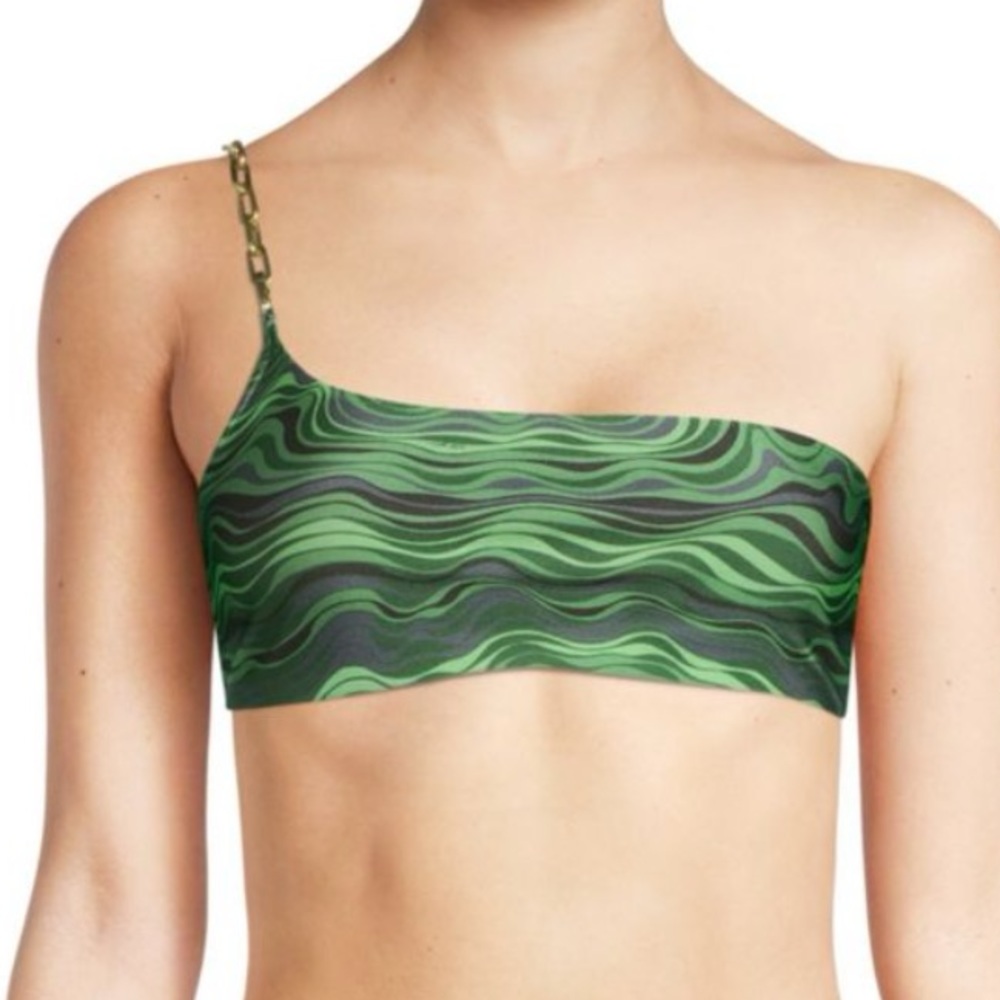 Cult Gaia Jianna One-Shoulder Chain Strap Bikini Top